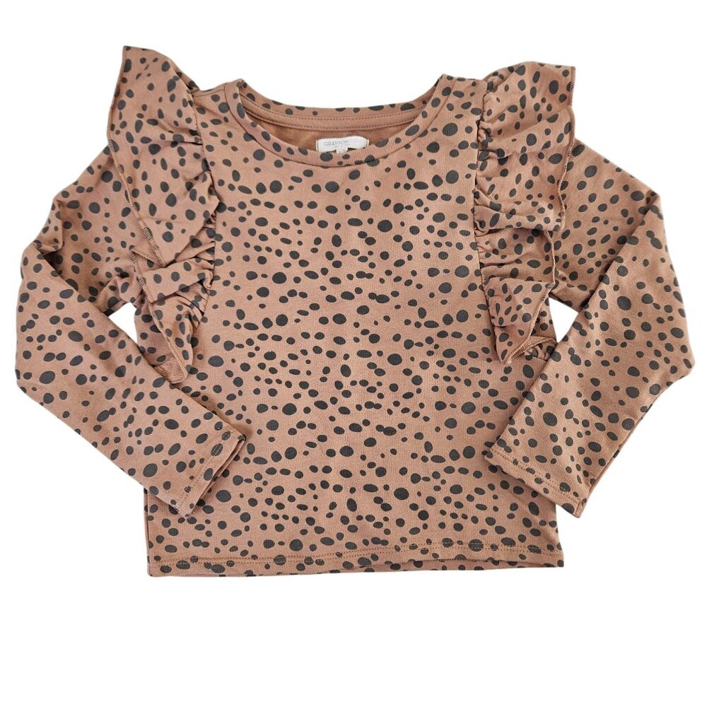 Grayson Mini Polka Dot Ruffle Long Sleeve Girls Top Size 5T Casual Play Party